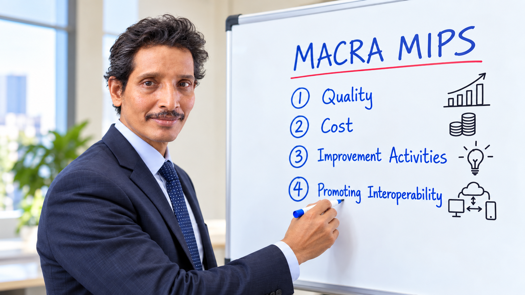 MACRA MIPS presentation listing Quality, Cost, Improvement Activities and Promoting Interoperability.